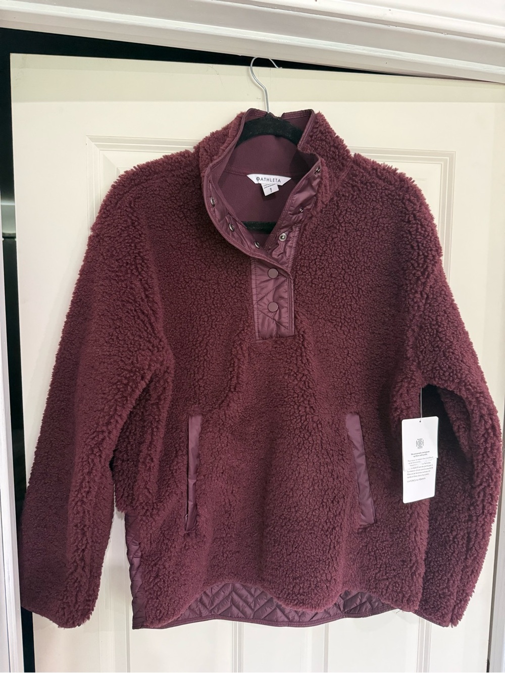 NWT Athleta Cozy Sherpa Snap Sweatshirt S